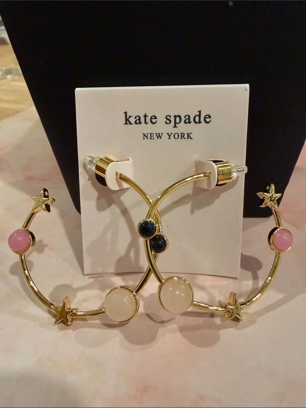 kate spade |♠️| Gold Plated Stud Hoops with Star Accents